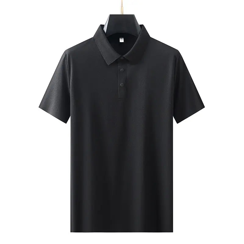 Men's Elastic Short Sleeve Polo Shirt with Snap Buttons Markonline