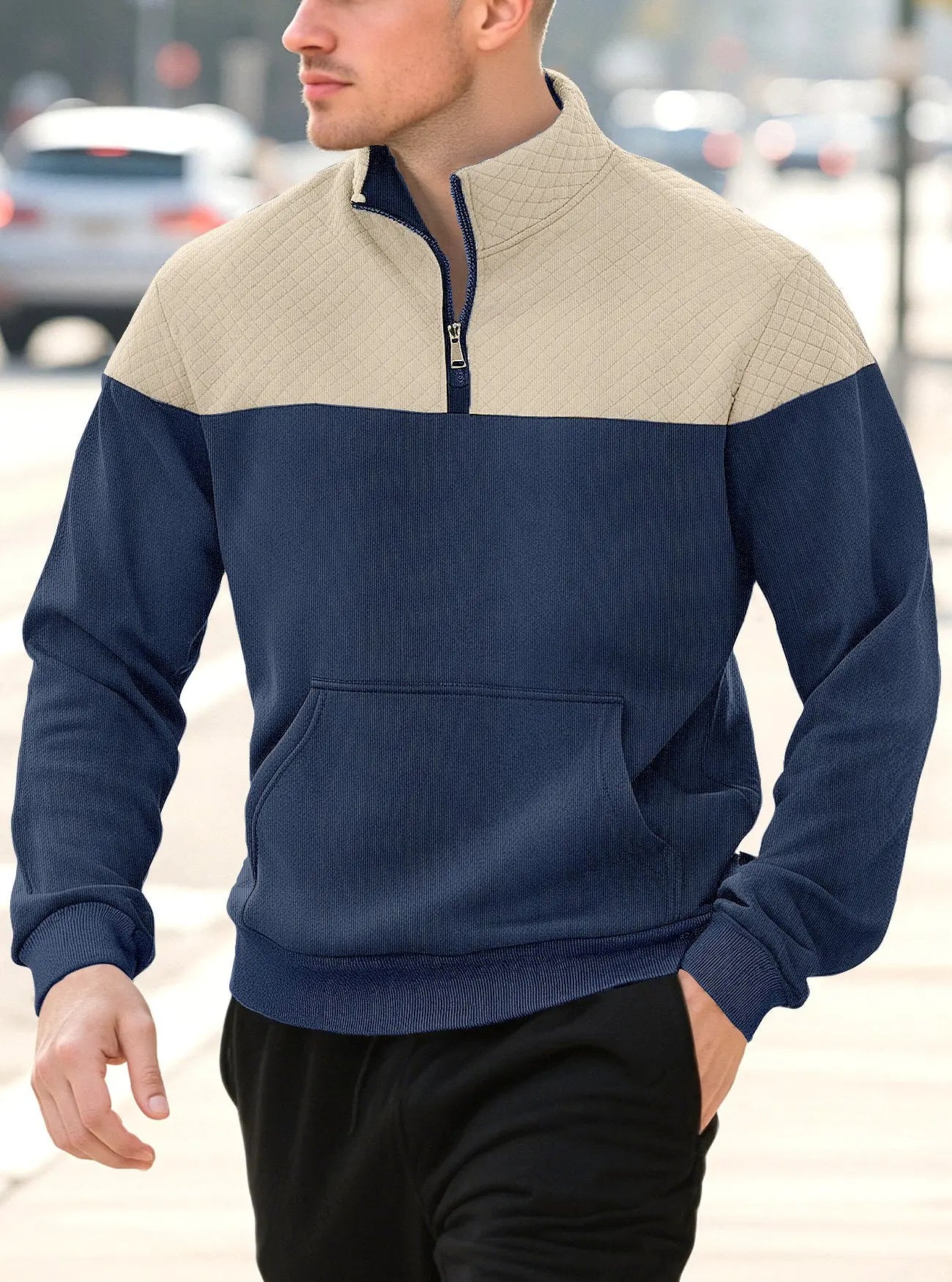 Zipper long sleeved polo shirt for men Markonline
