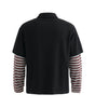 Collar sports fake two striped polo shirt sweatshirt Markonline
