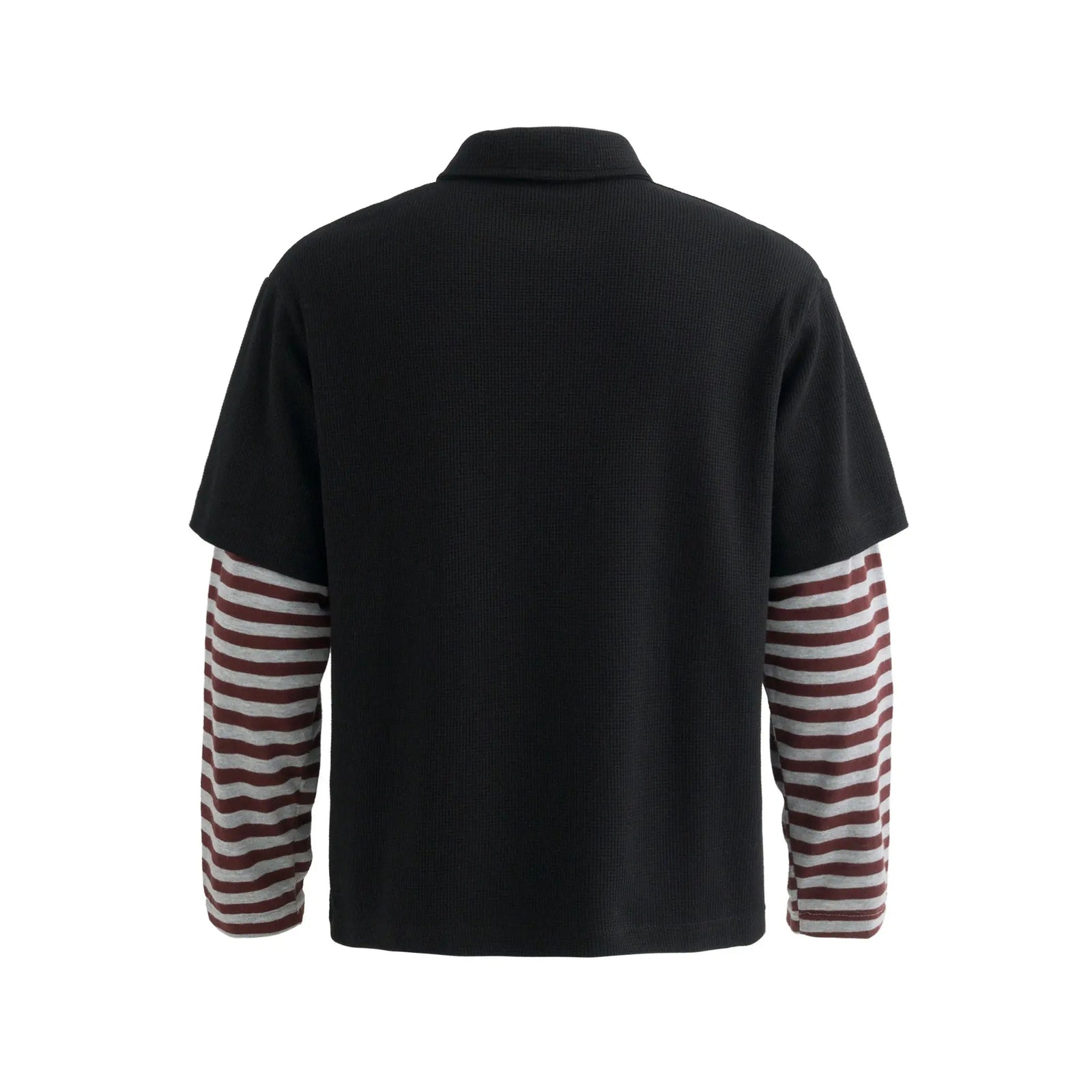 Collar Sports Fake Two Striped Polo Shirt Sweatshirt