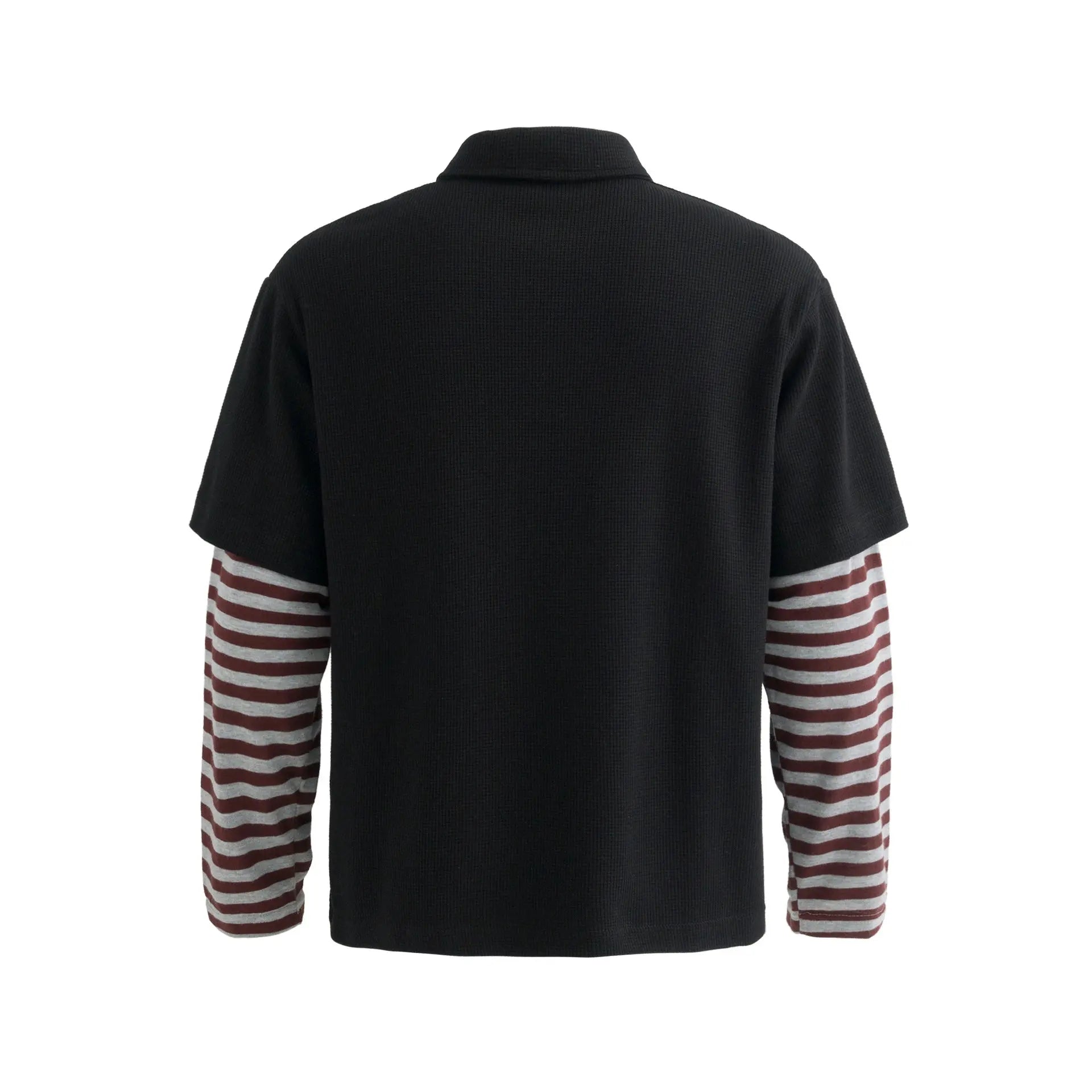 Collar sports fake two striped polo shirt sweatshirt Markonline