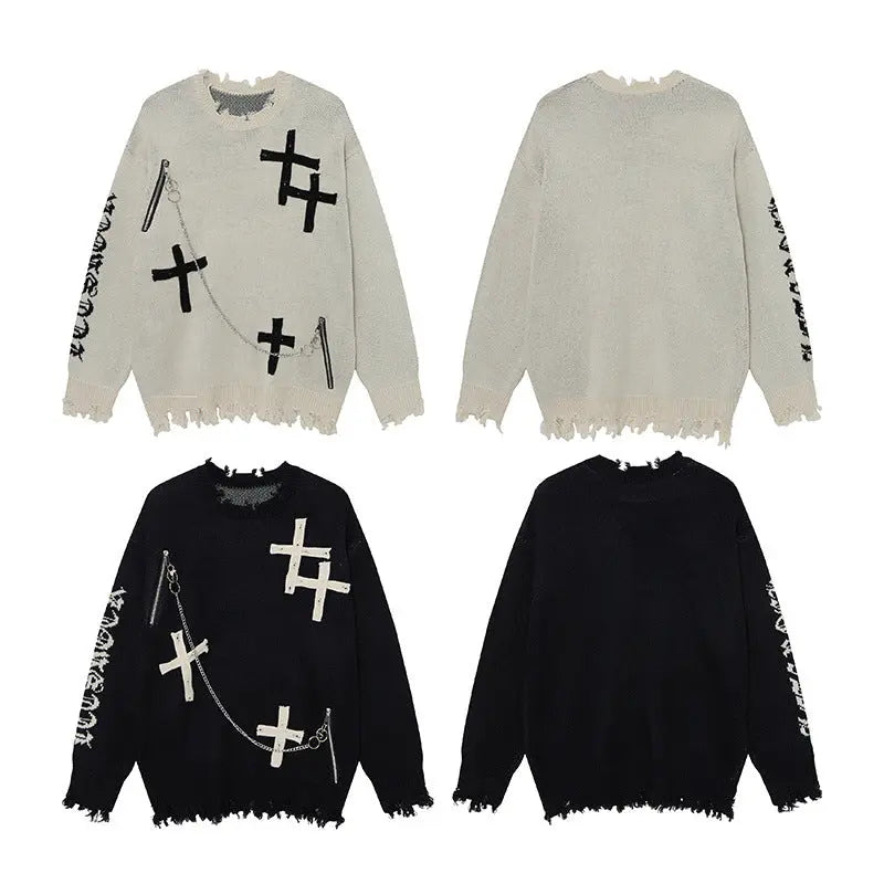 Knitted sweater necklace cross sweater for men eprolo