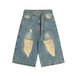 Broken hole casual denim shorts for men and women Markonline
