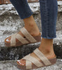 Beige Woven Cross Criss Hollowed Slip-On Slippers Markonline
