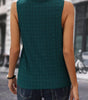 Sea Green Lattice Textured Split Neck Tank Top Markonline