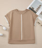 Straw Yellow Ric Rac Color Contrast Ribbed Edge Crewneck T Shirt Markonline