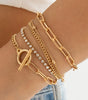 Gold Multi Layered Rhinestone Plated Chain Bracelet Set Dear-Lover Dropshipping