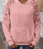 Gossamer Pink Lace Patchwork Raglan Sleeve Kangaroo Pocket Waffle Hoodie Dear-Lover Dropshipping