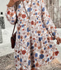 Khaki Tiered Floral Round Neck Ruffled Long Sleeve Dress Markonline