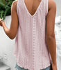 Apricot Pink Lace Crochet Splicing V Neck Loose Fit Tank Top Dear-Lover Dropshipping