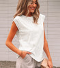 White Lace Patchwork Cap Sleeve Round Neck T Shirt Markonline