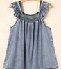 Ashleigh Blue Ruffled Shirred Neckline Sleeveless Denim Tank Top Dear-Lover Dropshipping