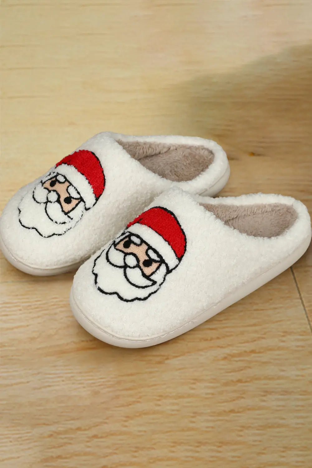 White Christmas Santa Clause Graphic Plush Slippers Dear-Lover Dropshipping