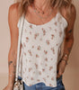 White Floral Pleated Big Bow Back Spaghetti Straps Tank Top Dear-Lover Dropshipping