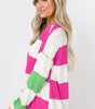 Rose Red Colorblock Striped Drop Shoulder Long Sleeve Top Dear-Lover Dropshipping