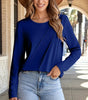 Navy Blue Asymmetric Seam Detail Solid Color Long Sleeve Top Dear-Lover Dropshipping