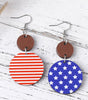 Dark Blue 4th of July Wooden Flag Earrings Dear-Lover Dropshipping