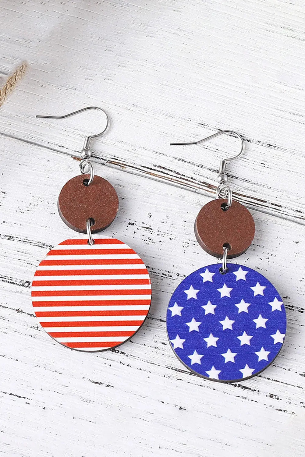 Dark Blue 4th of July Wooden Flag Earrings Dear-Lover Dropshipping