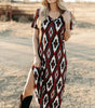 Red Western Aztec Printed Long T-shirt Dress Markonline