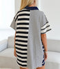 Black Stripe Half Placket Polo T Shirt Dress Markonline