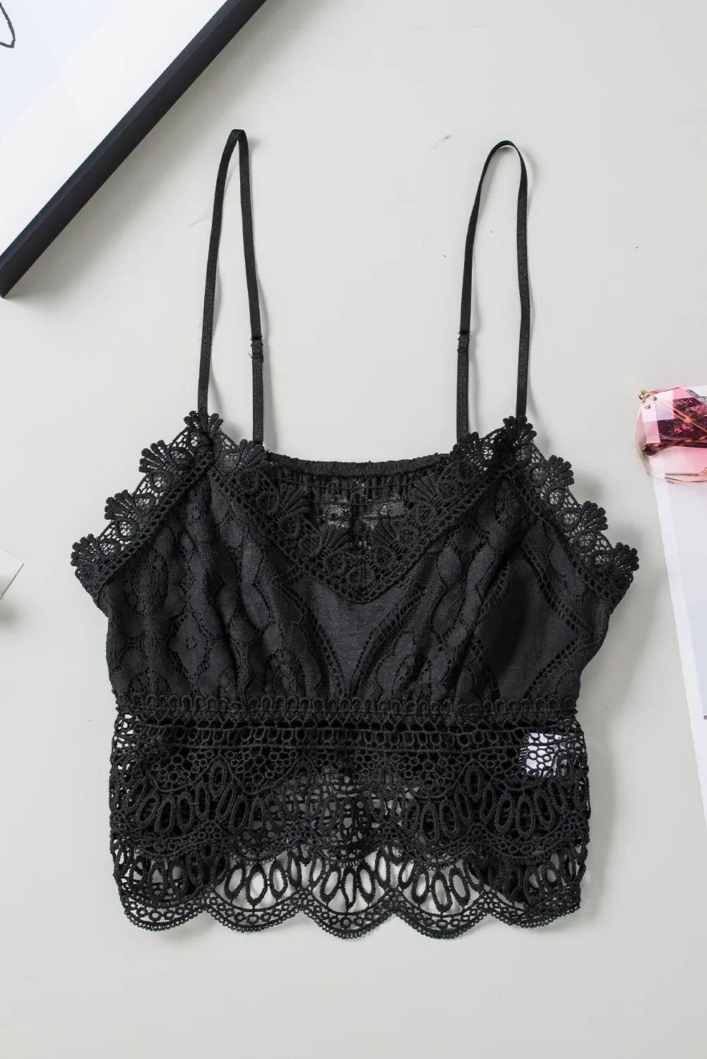 Black Crochet Lace Bralette Crop Top Markonline