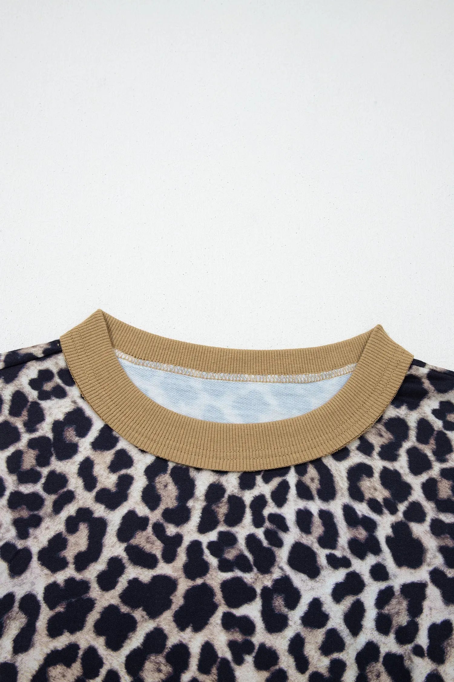 Brown Leopard Print Color Block Patchwork 3/4 Sleeve Loose Top Dear-Lover Dropshipping