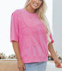 Sachet Pink Floral Patched Half Sleeve Tunic Top Markonline