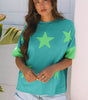 Aruba Blue Frayed Denim Star Patched Oversize T Shirt Markonline