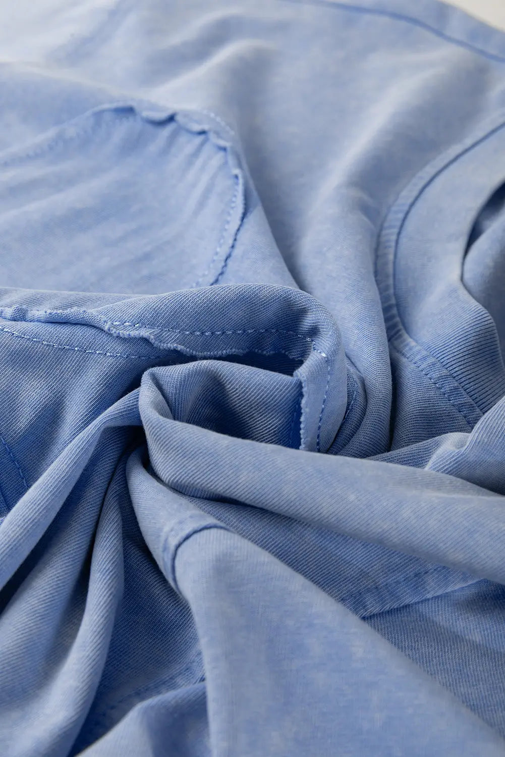 Sky Blue Mineral Wash Flower Patchwork Mini T Shirt Dress Markonline