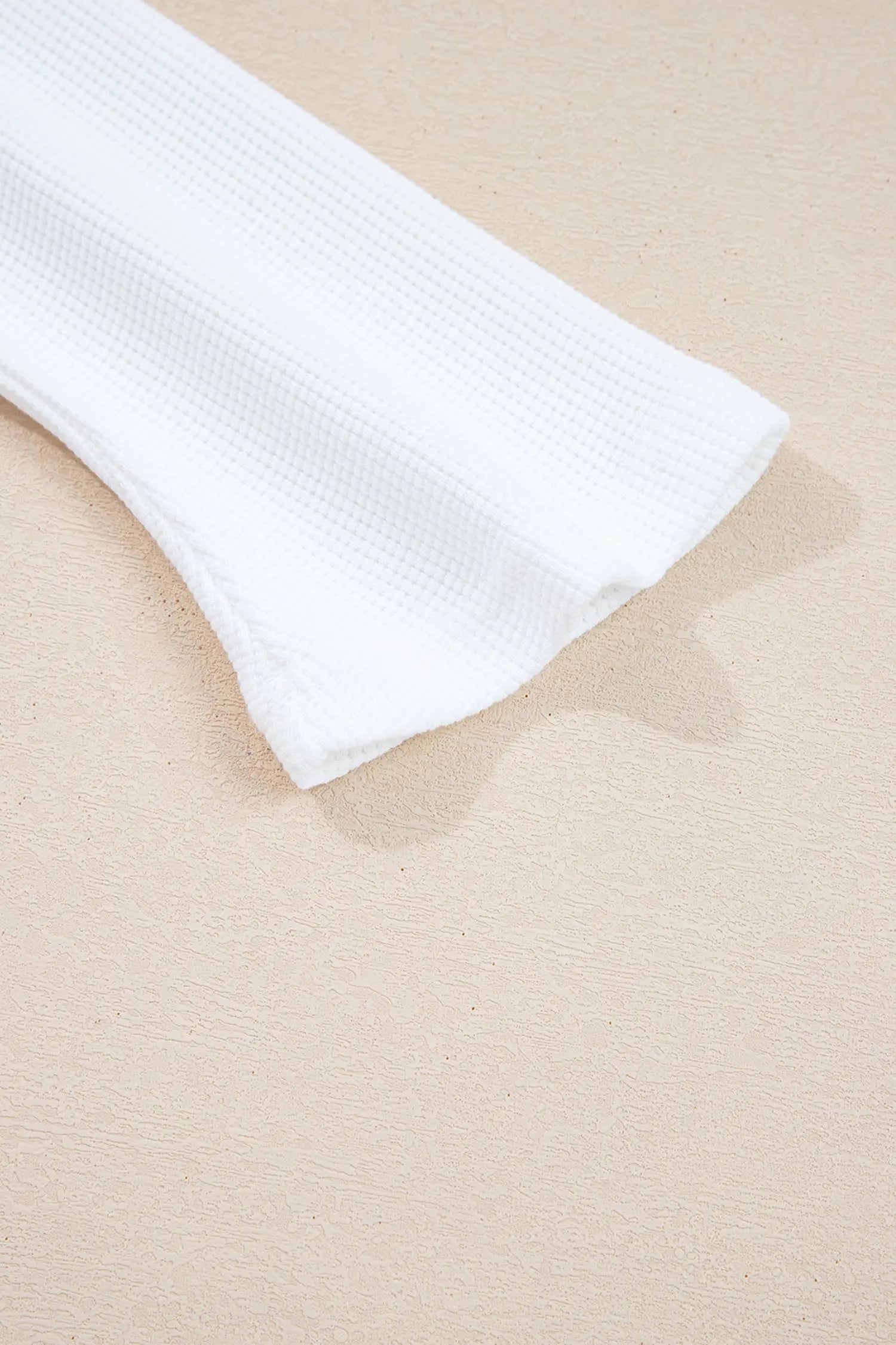 White Solid Color Waffle Ribbed Patchwork Dolman Sleeve Oversize Knit Top Markonline