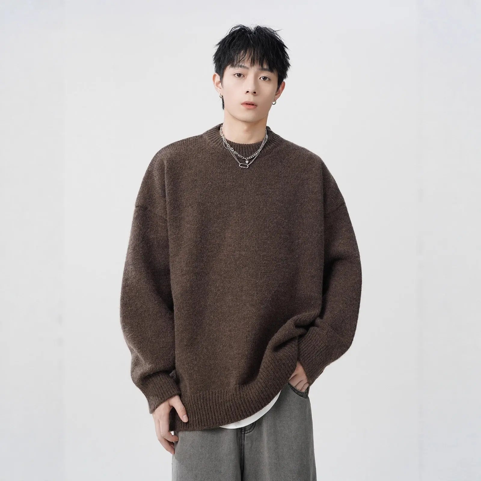 Muted Color Knit Sweater for Men and Women, Autumn Winter Casual Loose Fit Youth Style Couple's Knitwear Markonline