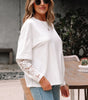 White Lace Long Sleeve Insert Drop Shoulder Tee Markonline