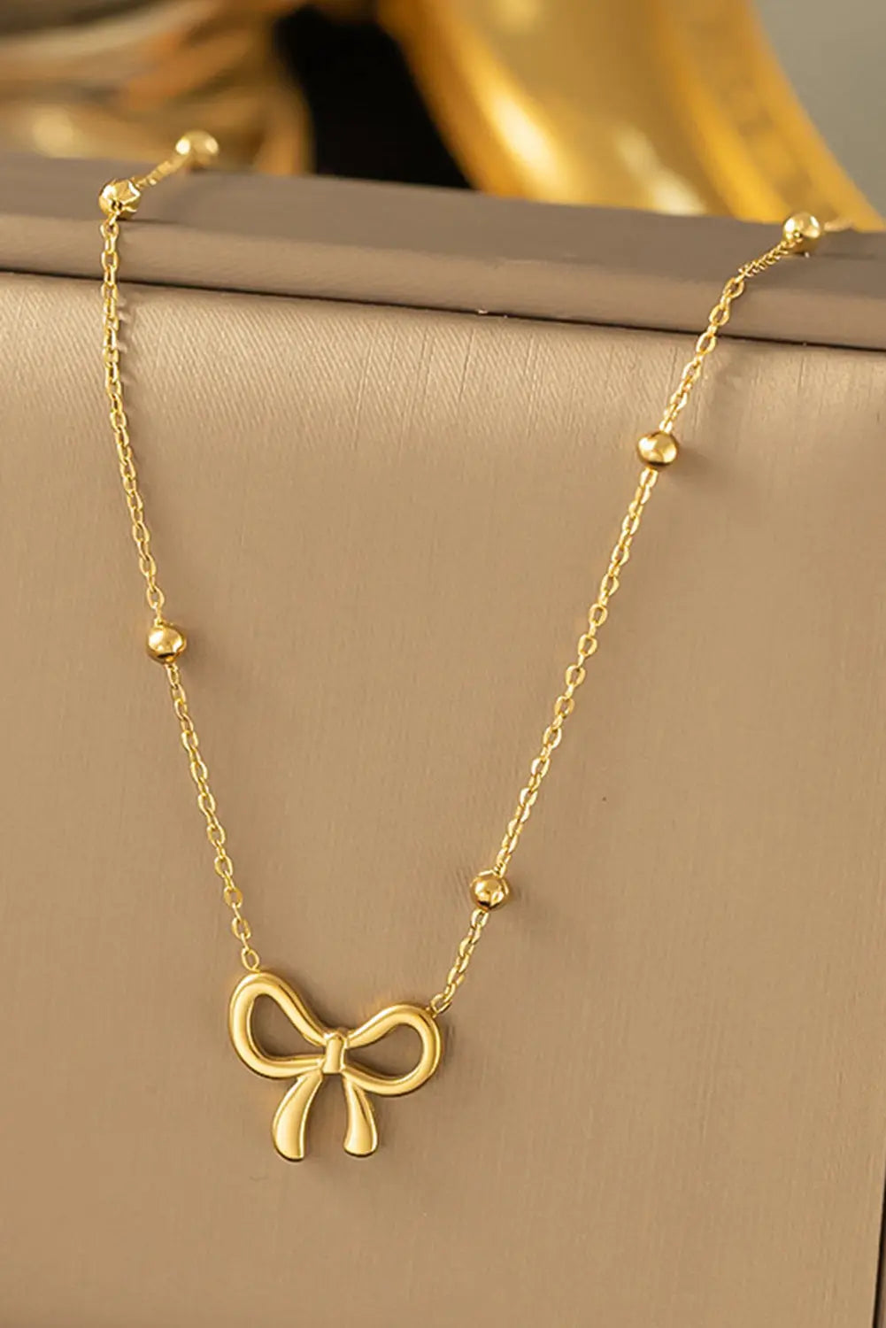 Gold Bowknot Pendant Plated Choker Necklace Dear-Lover Dropshipping