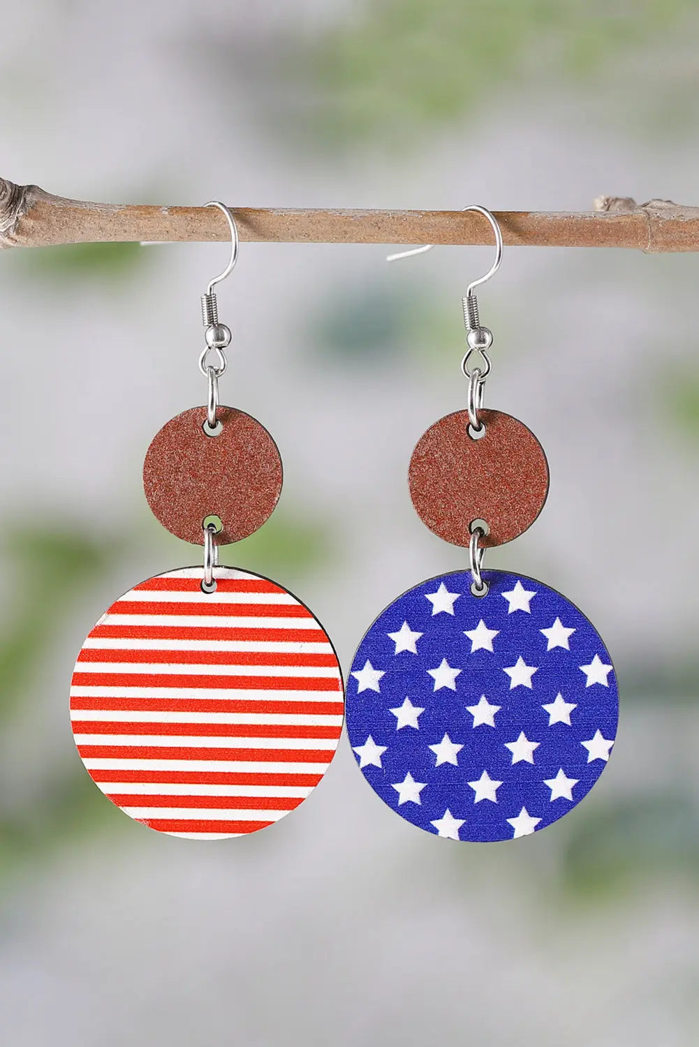 Dark Blue 4th of July Wooden Flag Earrings Dear-Lover Dropshipping
