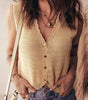 Pale Khaki Hollow out Trim Buttoned Front Boho Sweater Vest Dear-Lover Dropshipping