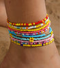Yellow Flower Random Color Multi Layered Beaded Anklet Set Dear-Lover Dropshipping