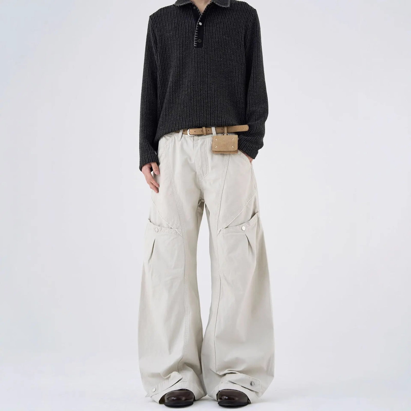 Deconstructed Style Workwear Knife-Edge Denim Pants for Men and Women, Fashionable Vintage Loose Straight-Leg Casual Trousers