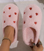 Pink Heart Shape Embroidered Slip On Plush Slippers Markonline