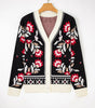 Black Floral Print Buttoned Front V Neck Knit Cardigan Dear-Lover Dropshipping