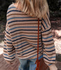 Multicolour Striped Knitted Drop Shoulder Round Neck Sweater Dear-Lover Dropshipping