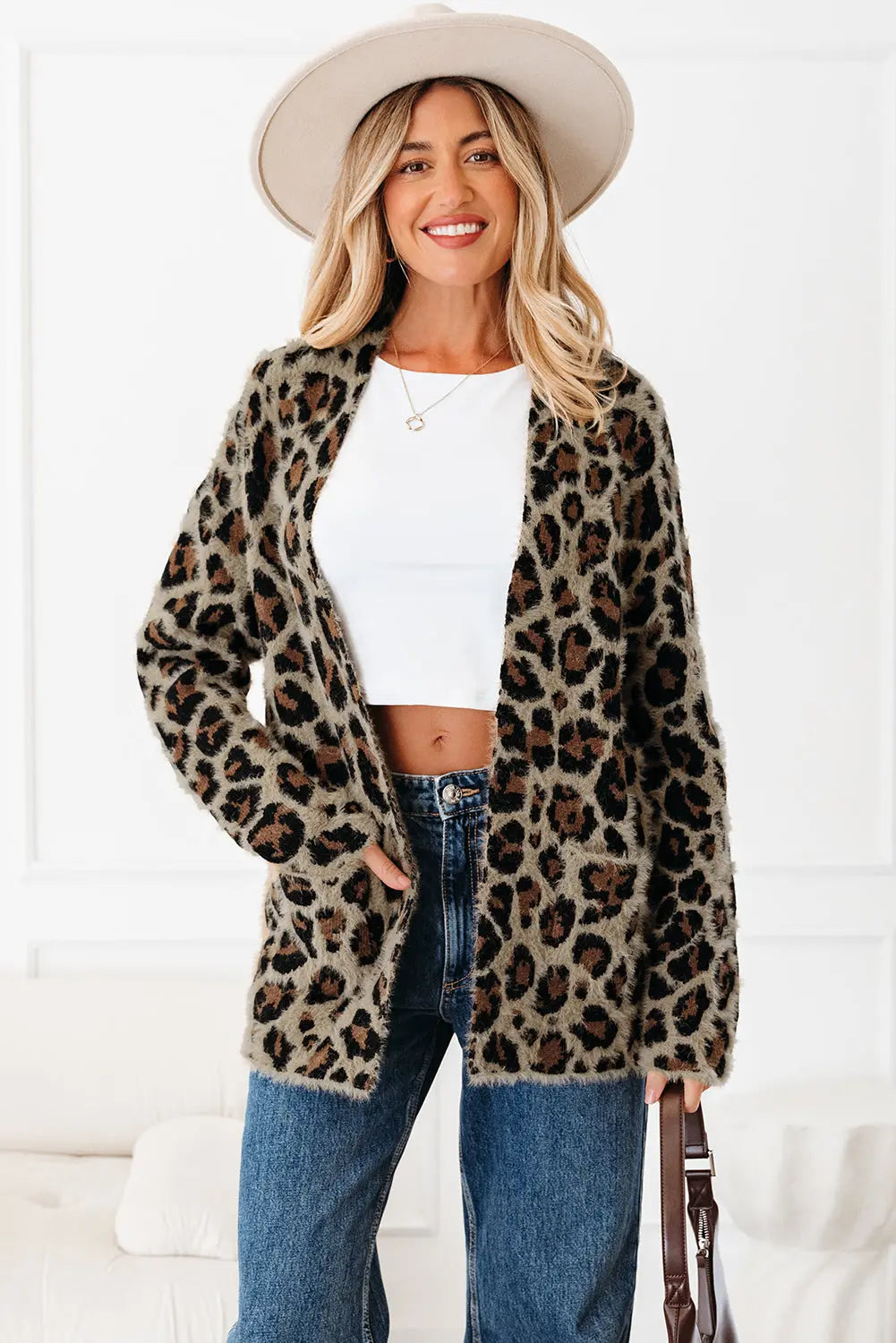 Brown Leopard Open Casual Cardigan Dear-Lover Dropshipping