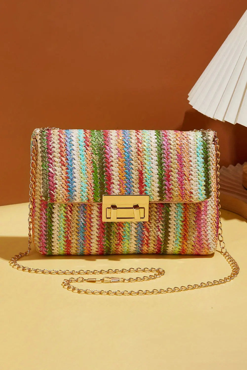 Strawberry Pink Bohemian Woven Gold Chain Shoulder Bag Dear-Lover Dropshipping