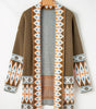 Brown Aztec Print Open Front Knitted Cardigan Dear-Lover Dropshipping