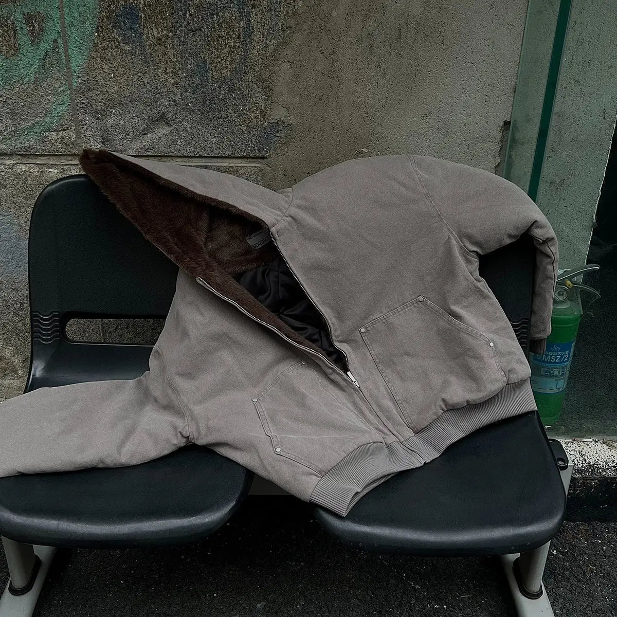 Haired collar hooded cotton jacket for men and women eprolo