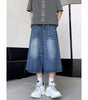 Retro washed wide leg seven quarter jeans for men Markonline
