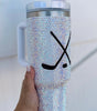 Silvery Hockey Game Day Rhinestone 40 Oz Tumbler with Handle Dear-Lover Dropshipping