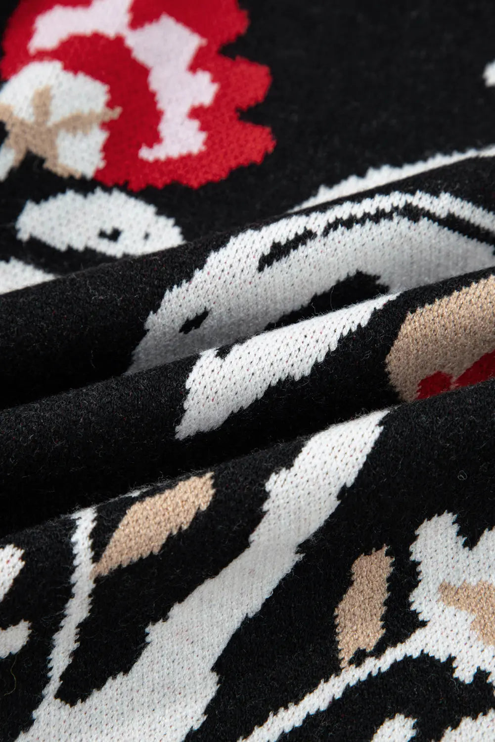 Black Floral Print Buttoned Front V Neck Knit Cardigan Dear-Lover Dropshipping