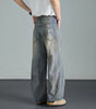 Vintage niche ripped straight leg washed denim jeans for men and women Markonline