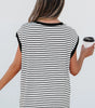 Black Stripe Chest Pocket Patch Round Neck Tank Top Dear-Lover Dropshipping