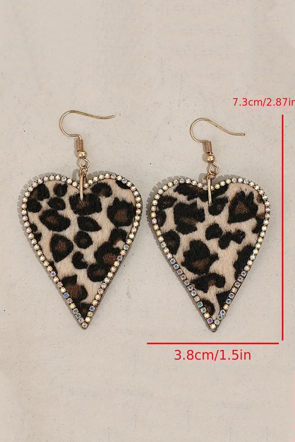 Multicolour Rhinestone Edge Leopard Print Heart Shape Earrings Dear-Lover Dropshipping